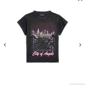 Balenciaga WOMEN'S CITY OF ANGELS SHRUNK T-SHIRT IN BLACK FADED size s